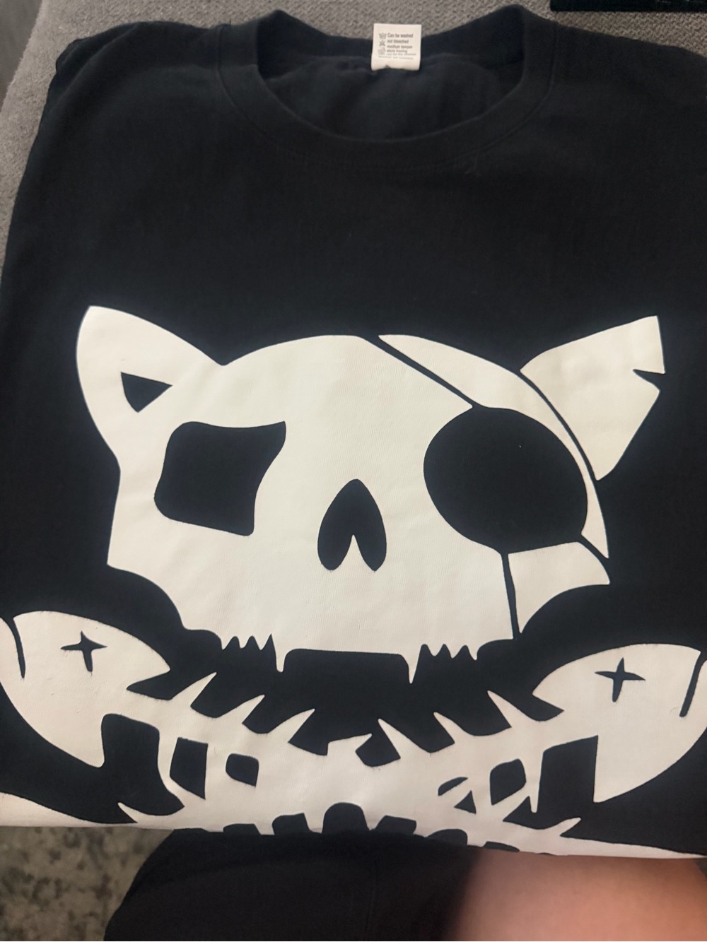 Men’s xl Black Graphic Skull Cat Tee skater shirt new